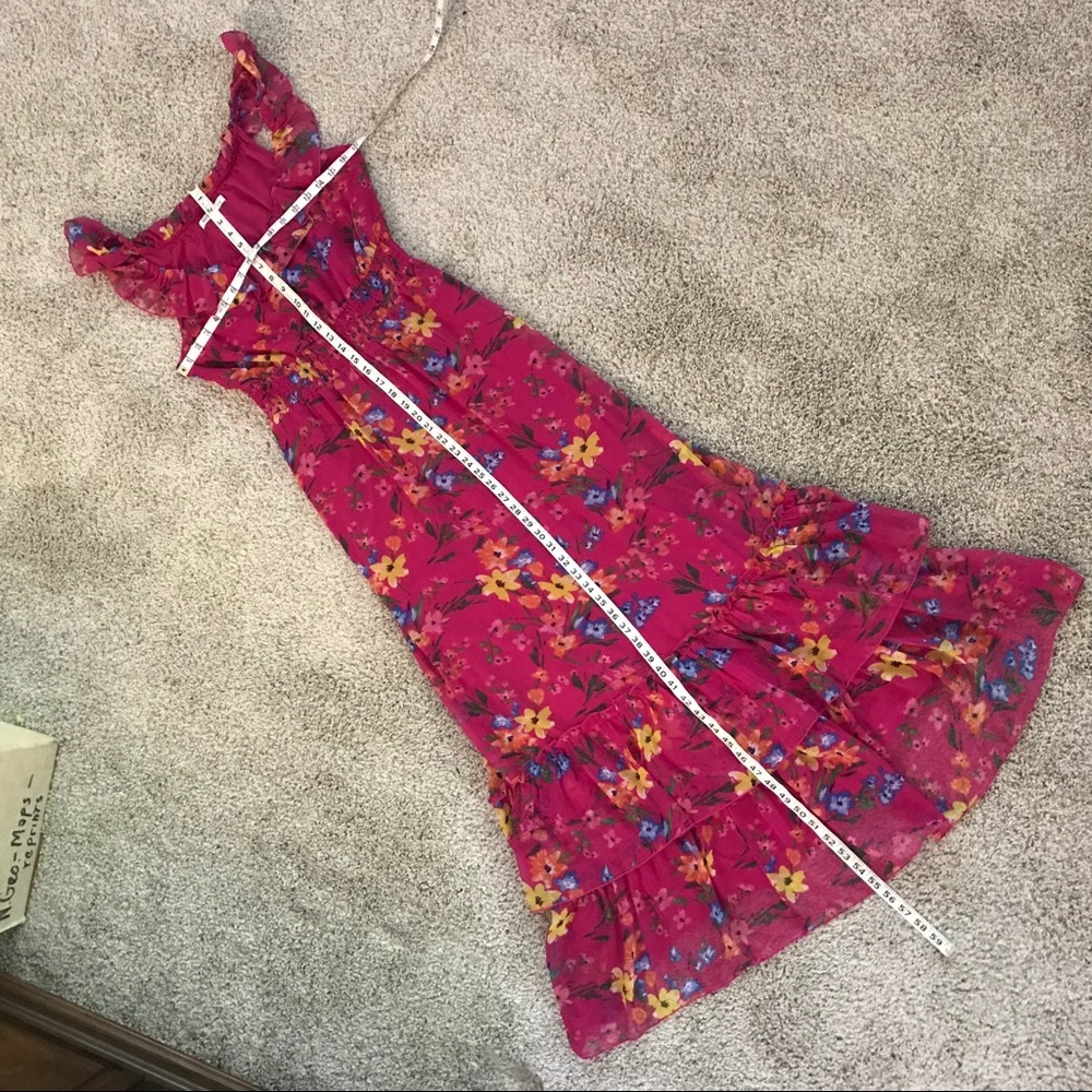 EUC Old Navy Pink Floral Ruffled Maxi Dress, Sz M - Picture 6 of 15